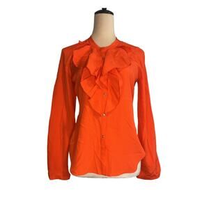 Anthropologie- Yoana Baraschi 100% silk- Orange Blouse- Size XS